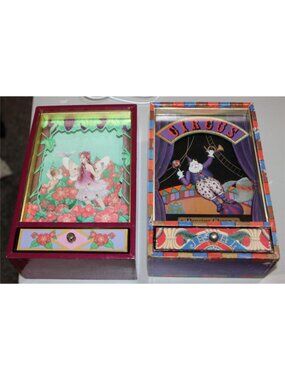 Vintage Music Boxes Sankyo Shoji Fairy Pierrot de Pierre Dancing Clown on Ball